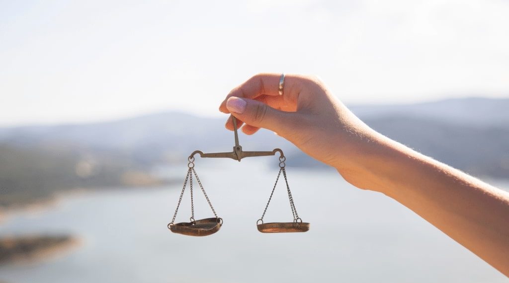 Balance between woman hands