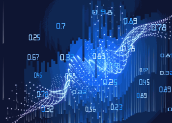 Tourbillon de chiffres sur un fond bleu