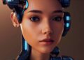 visage féminin robotisé très réaliste