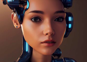 visage féminin robotisé très réaliste