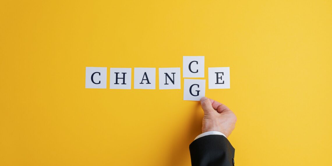 Change written on a yellow background