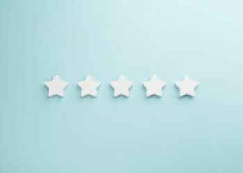 Five white stars on a blue background