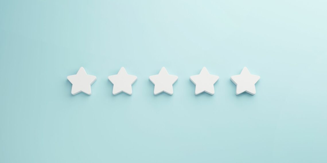 five with stars on a blue background