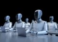 AI robots working on their computer